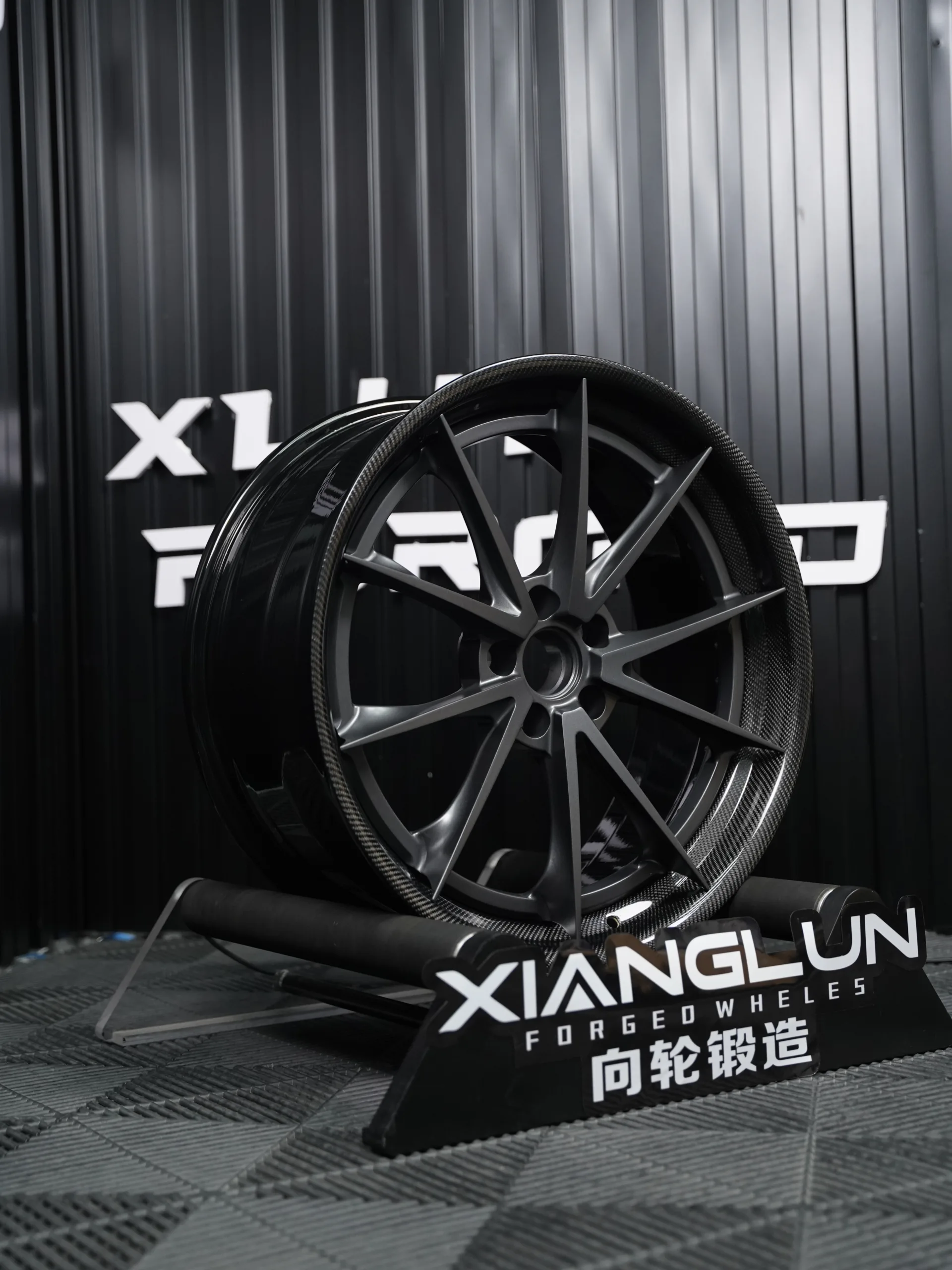 Two-piece matte black custom forged wheels