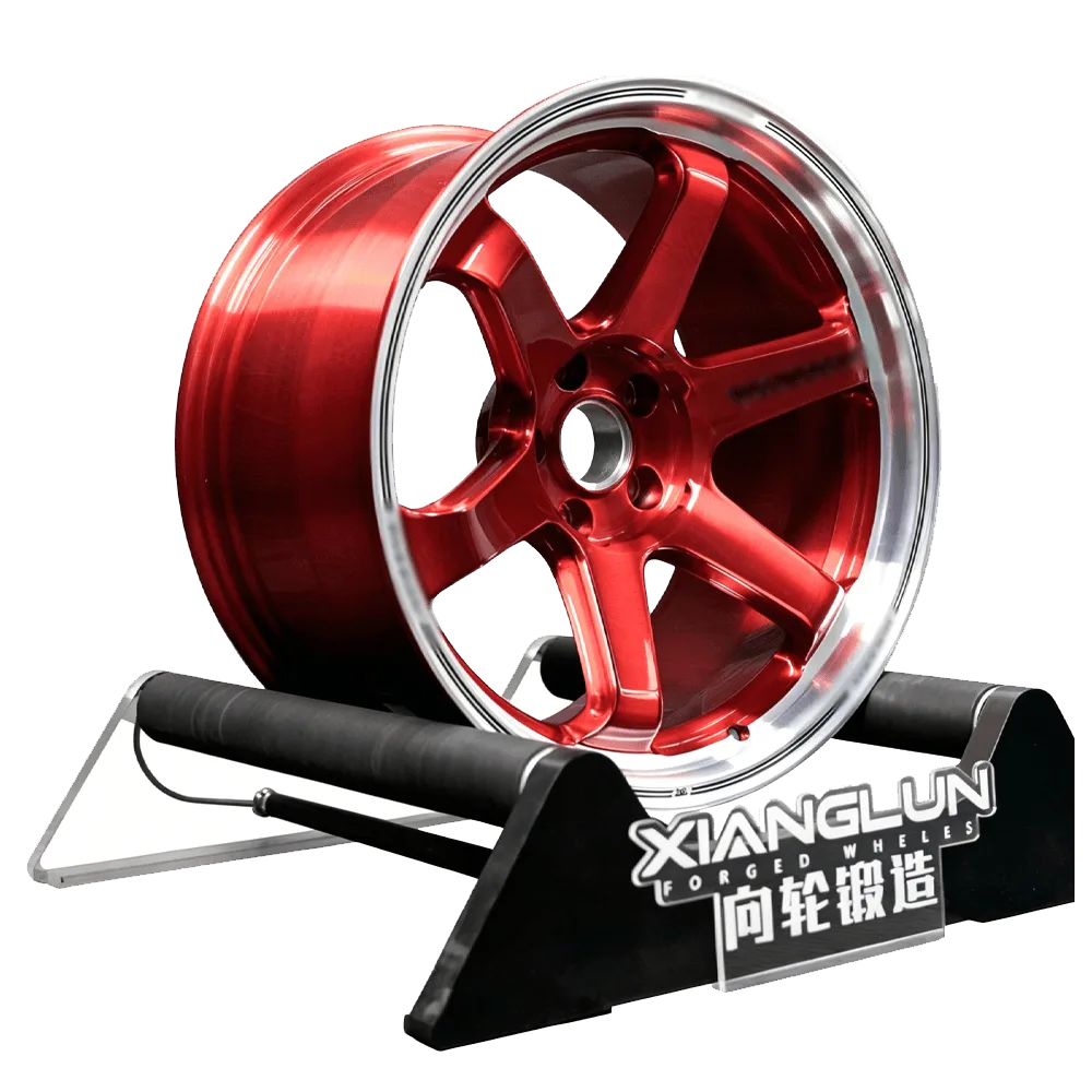 Brushed Transparent Red Forged Wheel | Polished Lip 6-Spoke