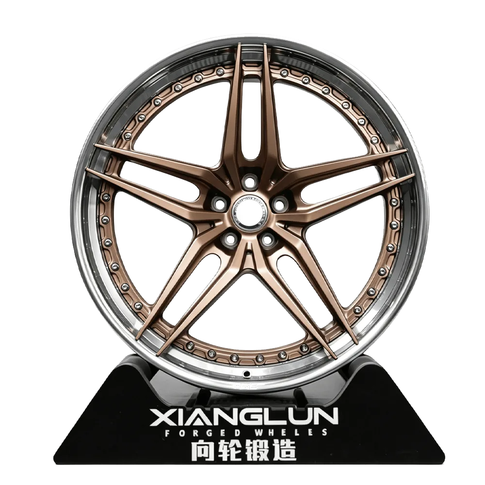 Matte Bronze Center Polished Lip 2-Piece Forged Wheels