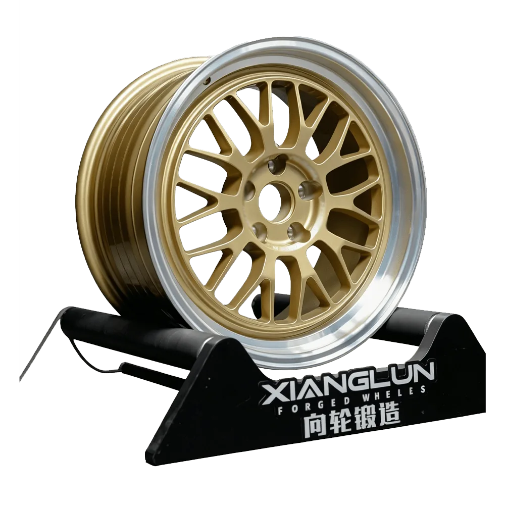 Gold Center Polished Lip Mesh Forged Wheel | Retro Deep Dish