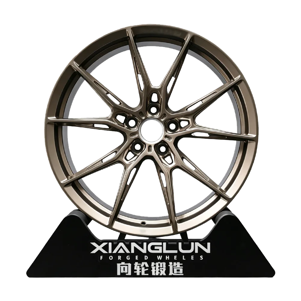 Custom Satin Bronze Forged Wheels Deep Concave Split-Spoke Design for BMW Audi Mercedes Tesla