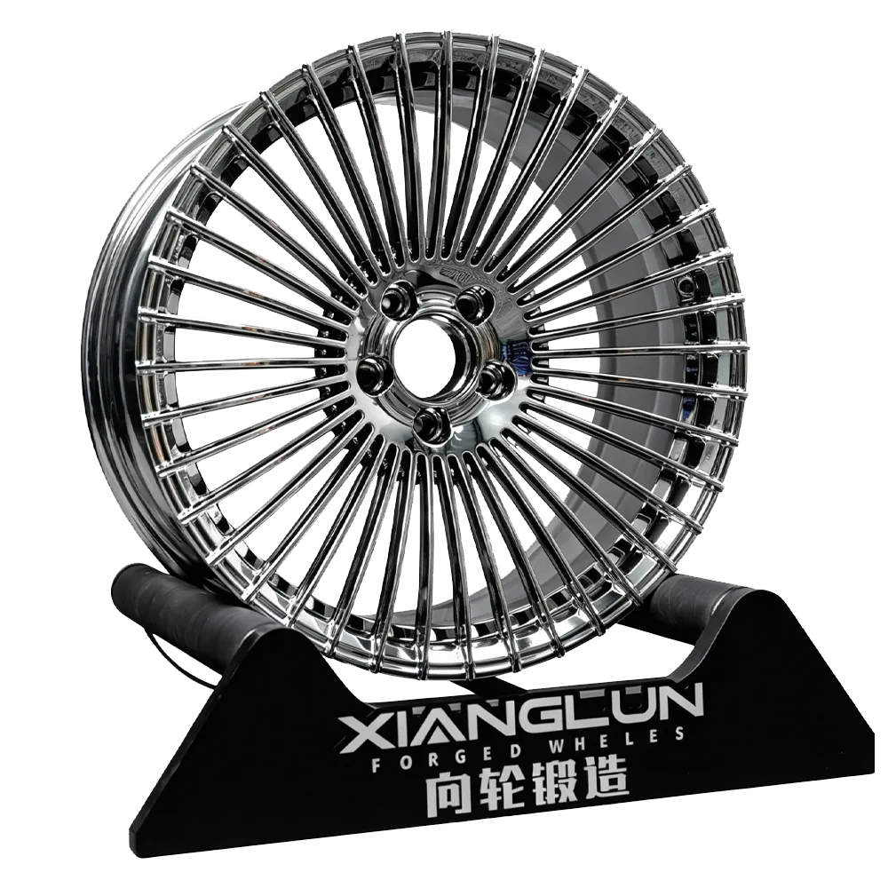 Chrome Multi Thin Spoke Forged Wheels Custom Monoblock Luxury Performance Rims