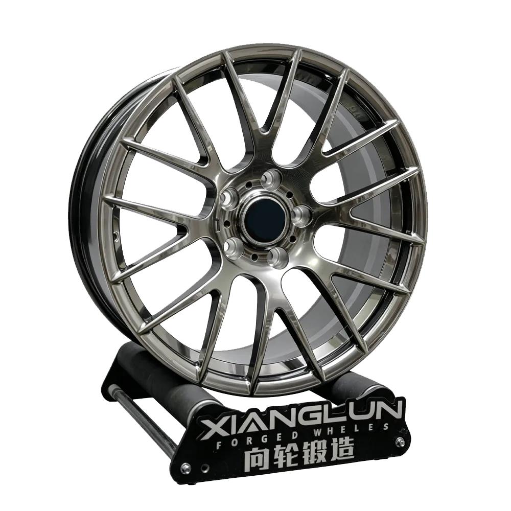 Polished Silver & Gloss Black Forged Wheels | Y-Spoke Luxury Performance Rims for European Sports Cars & Sedans