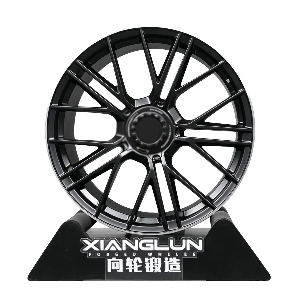 Matte Black with Machined Lip Forged Wheels | Multi-Spoke Rims with Simulated Center Cap for Porsche Cayenne, Macan & Panamera