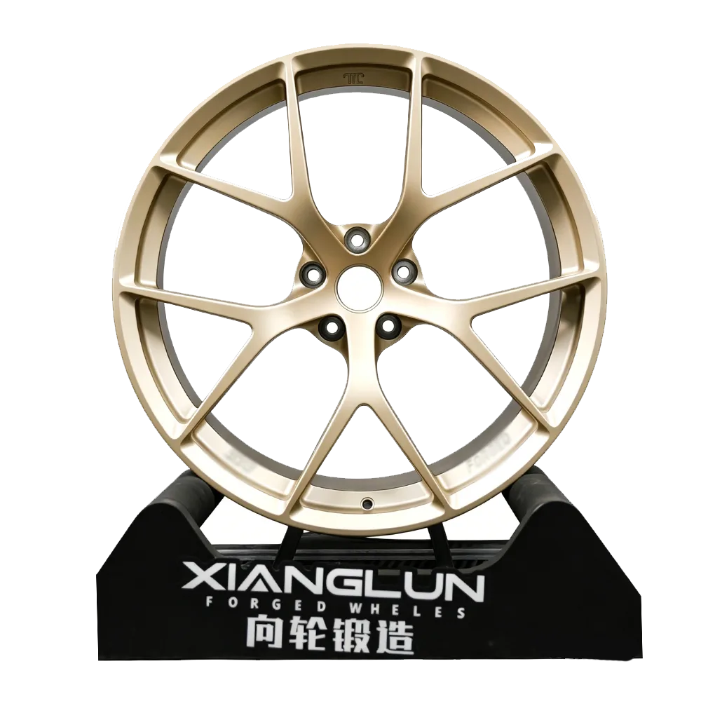 Matte Gold Forged Wheels with Side Milling for BMW Mercedes Audi Porsche