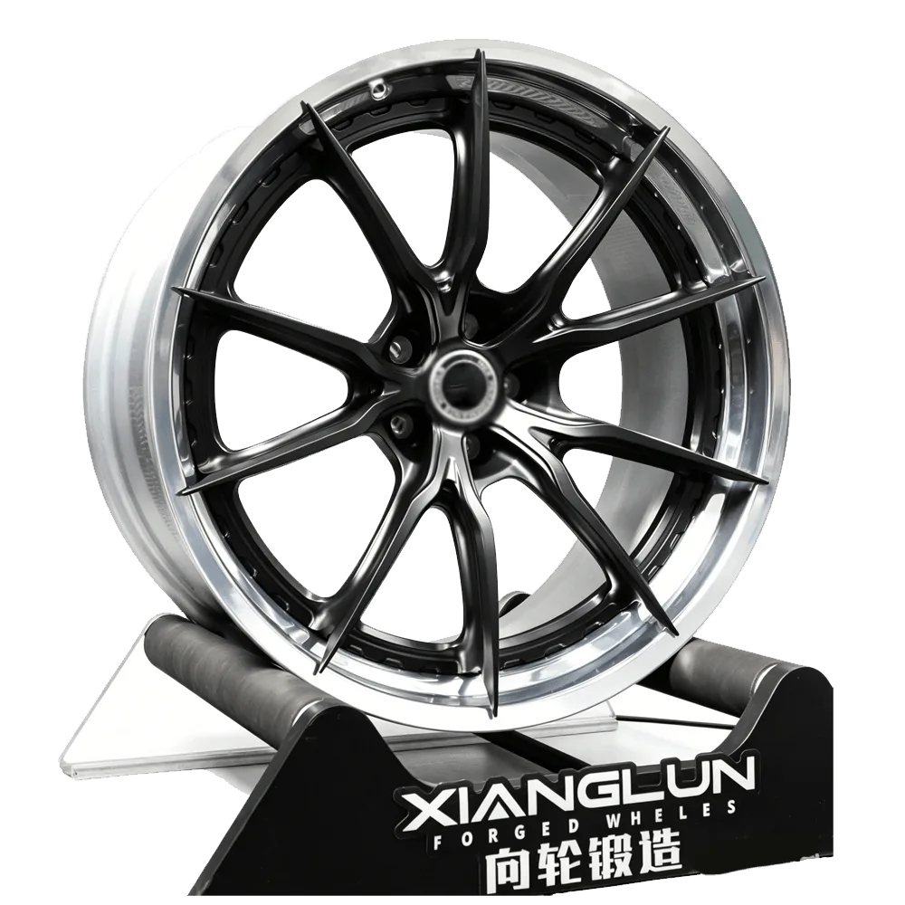 Dual Piece Forged Wheels Matte Black Center Polished Lip