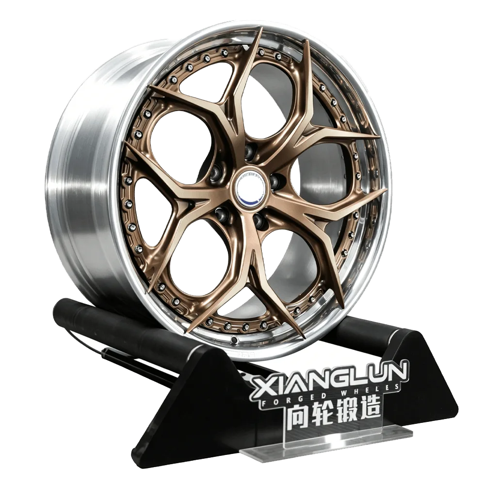 Matte Bronze Center Polished Lip 2-Piece Forged Wheels