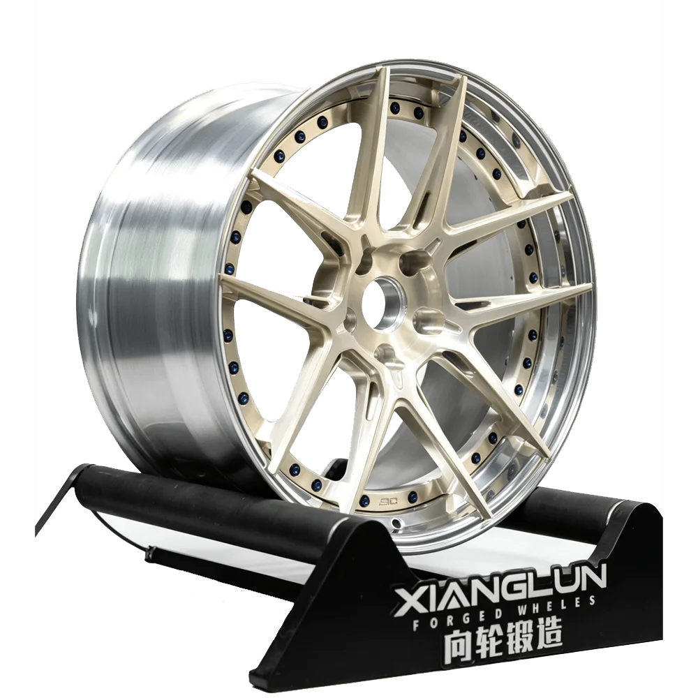 Two Piece Forged Wheels Brushed Gold with Polished Lip