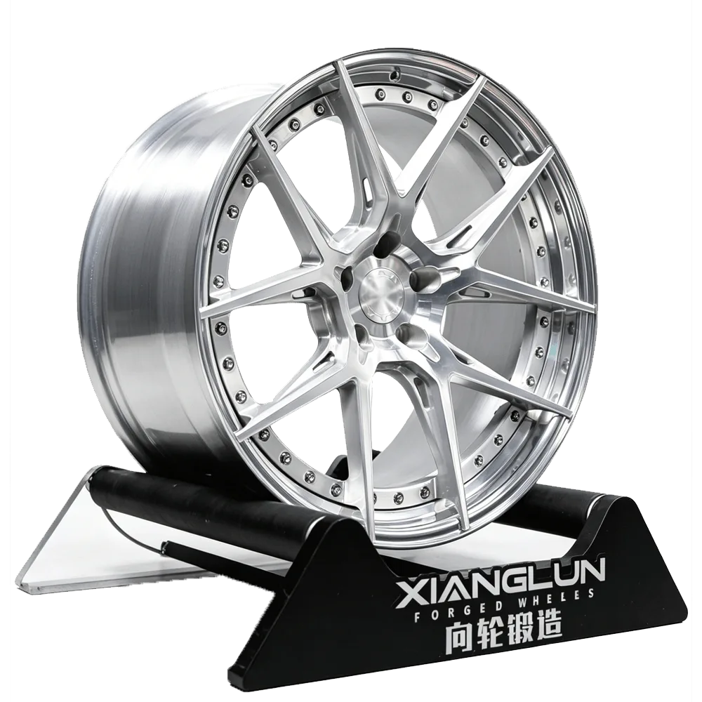 Two-Piece Forged Wheels Brushed Silver Polished Lip