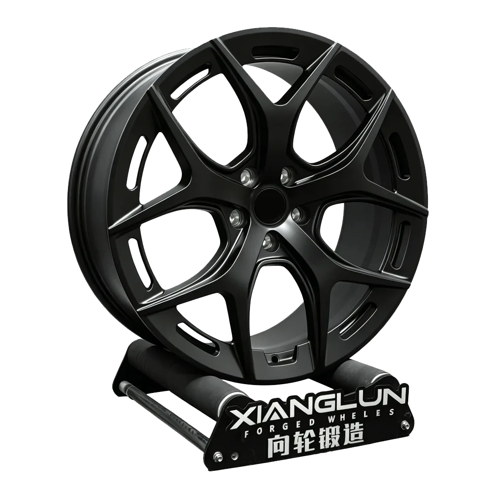 Matte Black 5-Spoke Forged Wheels with Floating Center Cap | Custom 1-Piece Sport Rims for BMW, Audi & Sports Cars