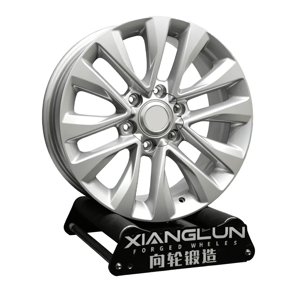 Gloss Silver Multi-Spoke Forged Wheels with Floating Center Cap | 1-Piece Custom Rims for Lexus, Toyota & Luxury Vehicles