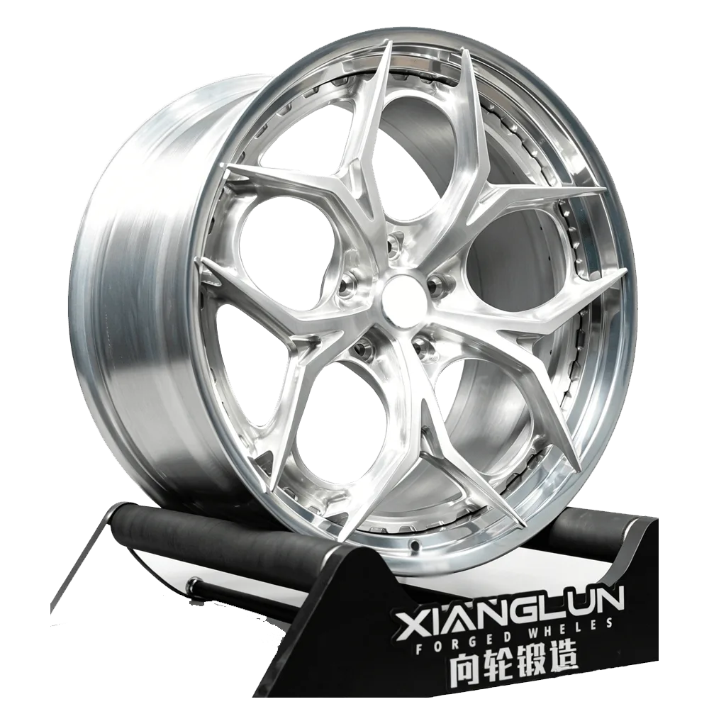 Dual Piece Forged Wheels Brushed Silver Star Y-Spoke Design