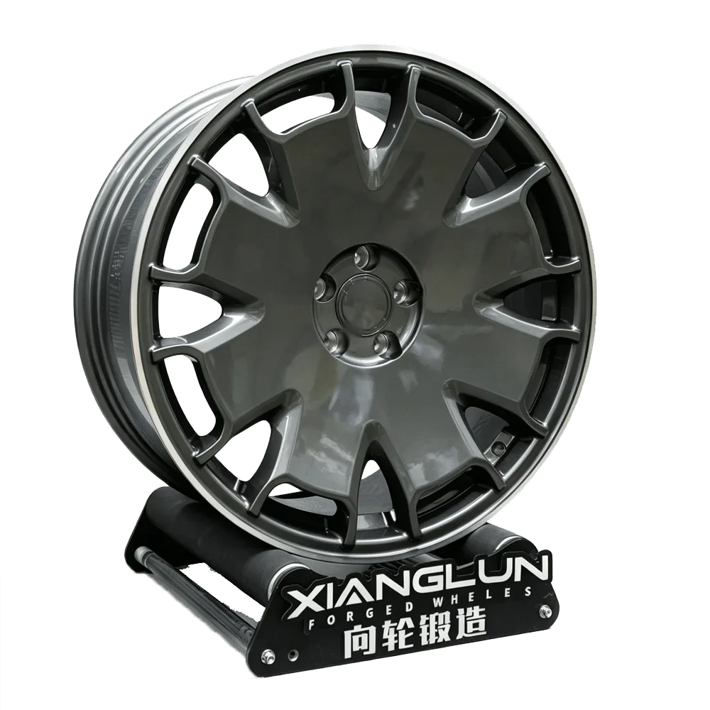 Gloss Gunmetal One-Piece Forged Wheels with Turbofan Aerodynamic Design for Tesla, Porsche Taycan, BMW i Series and Mercedes EQ