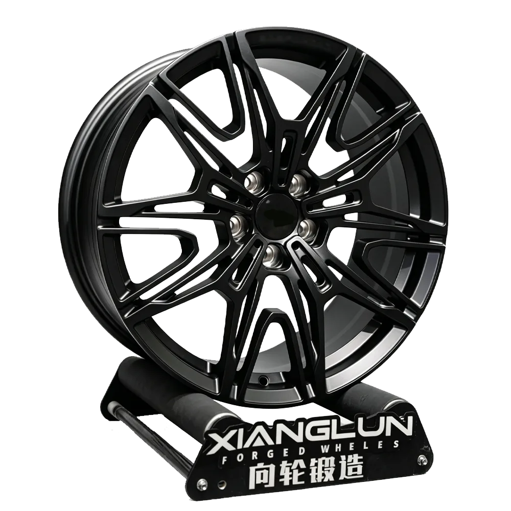 Custom Two Piece Forged Wheels with Brushed Silver Face and Aluminum Center Cap, Design for BMW M, Audi RS, Tesla and Performance SUVs
