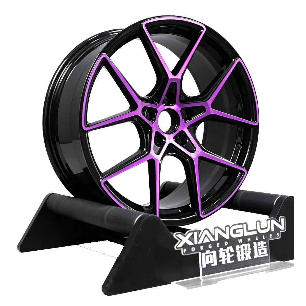 Gloss Black Purple One-Piece Forged Wheels | 5-Spoke Performance Design for BMW M, AMG, Porsche & Tesla