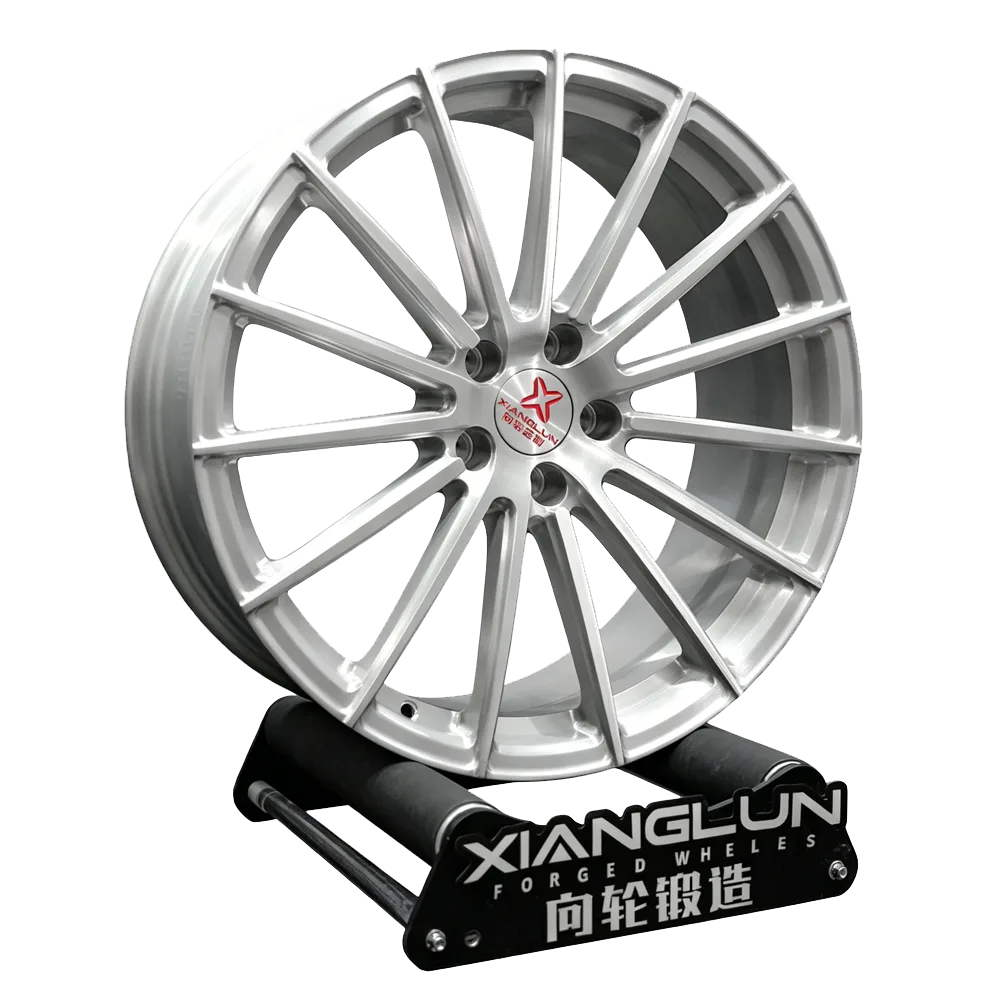 Brushed Silver Straight Spoke Forged Wheels Custom Monoblock Performance Luxury Rims