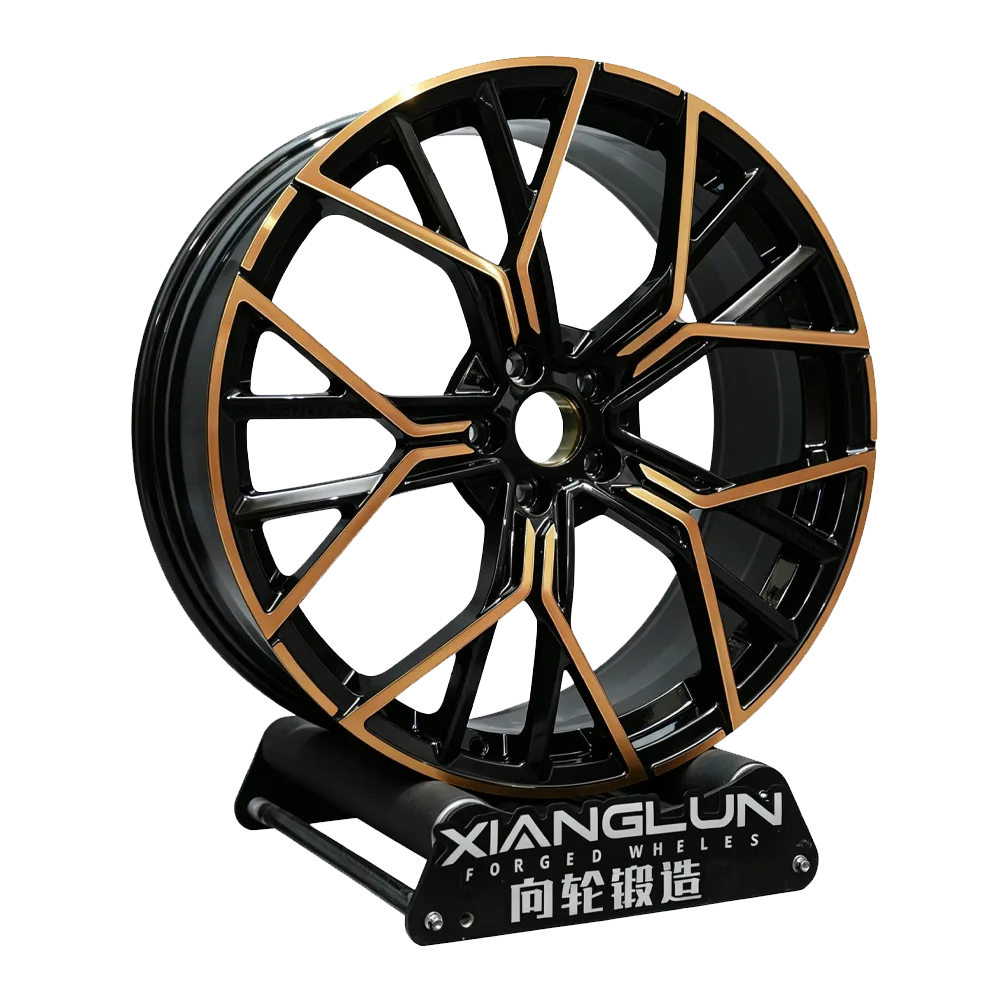 Gloss Black with Bronze Machined Accents Forged Wheels | Sport 5-Spoke Luxury Rims for Audi, BMW & European Performance Cars