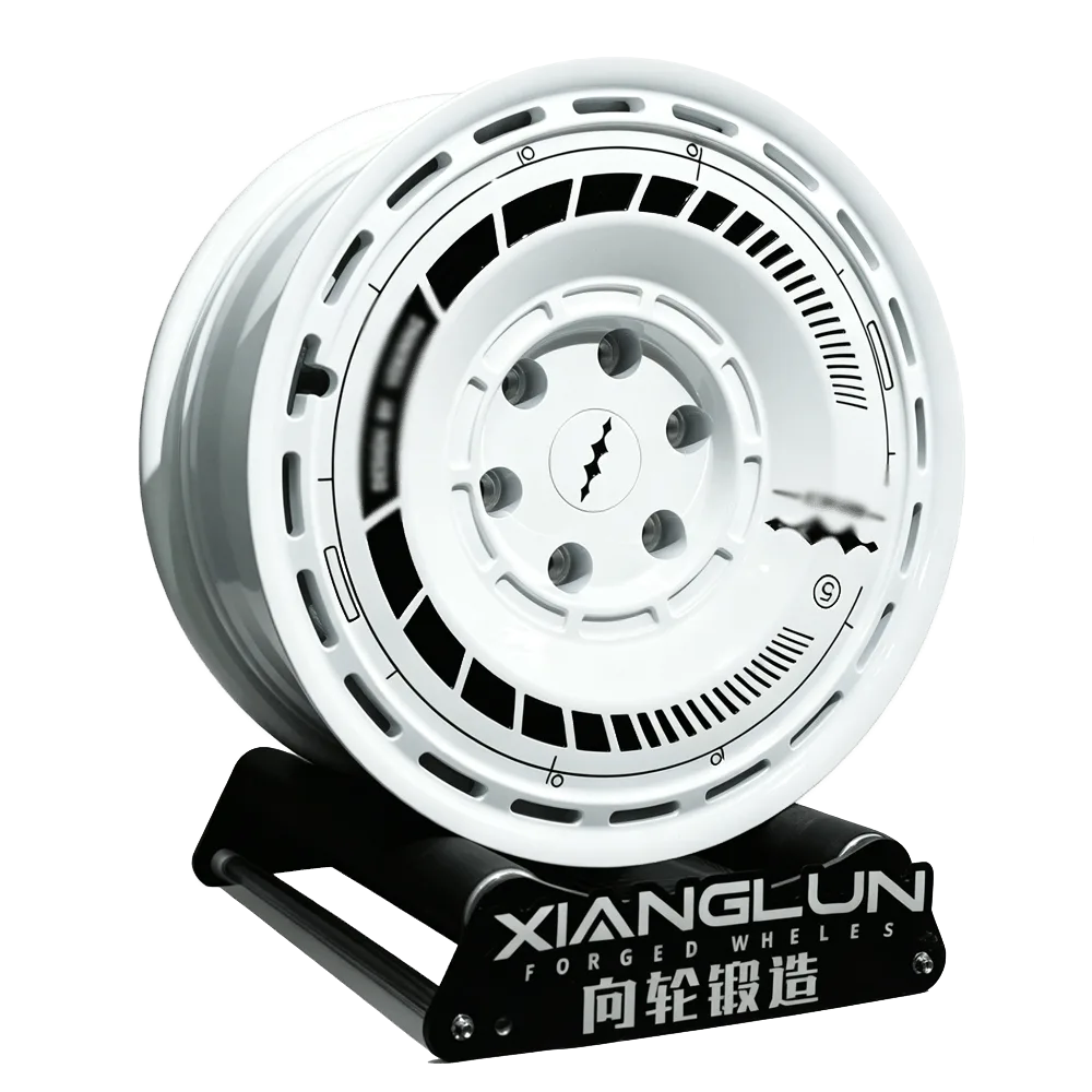 Gloss White Forged Wheels with Black Graphics | Retro Style Deep Dish Rims for Volkswagen, Audi & JDM Compact Cars