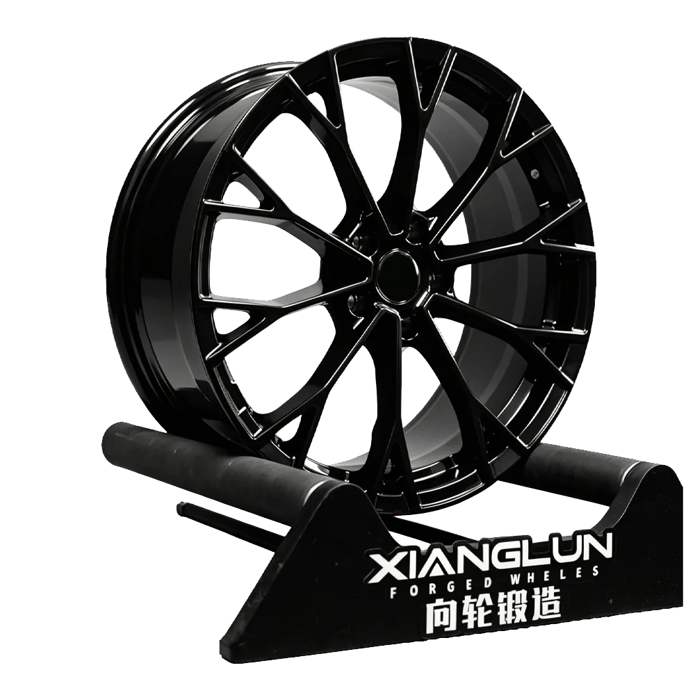 Gloss Black Multi-Spoke Forged Wheels with Floating Center Cap | 1-Piece Custom Rims for BMW, Mercedes & Sports Sedans