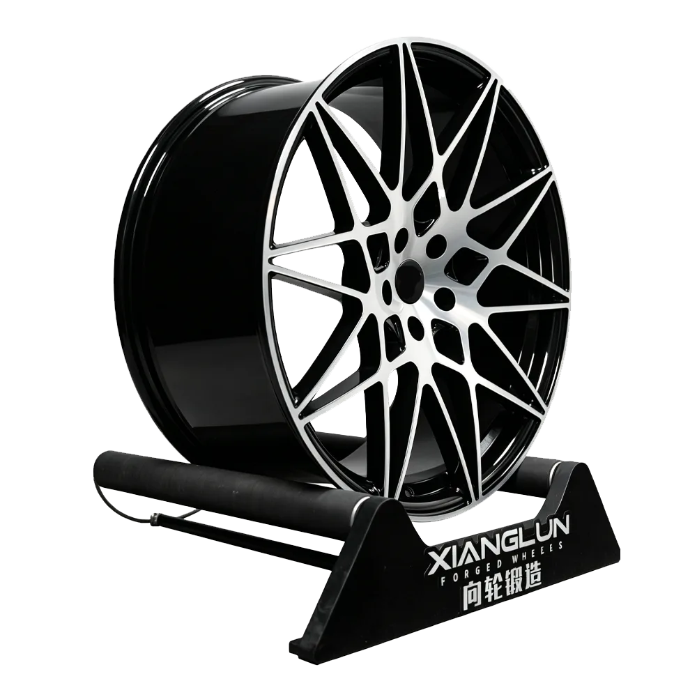 Gloss Black Machined Face Forged Wheels with Floating Center Cap | Custom Multi-Spoke Rims for Tesla Model 3/Y/S/X