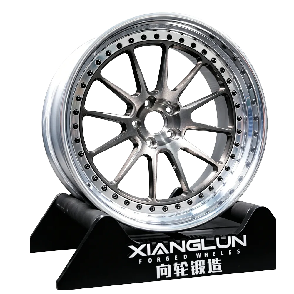 Custom 2-Piece Forged Wheels – Brushed Grey Center & Polished Lip – 6061-T6 Material