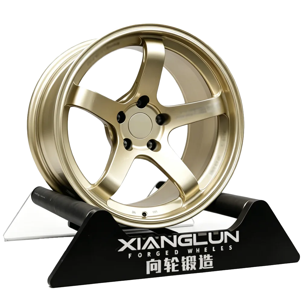 Custom 5-spoke forged wheels for Volkswagen CC — specially formulated gold finish, T6061 material.
