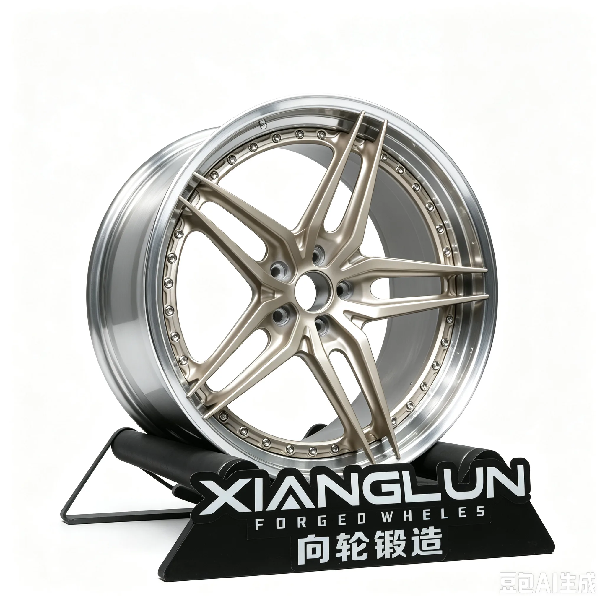 Silver 2-Piece Custom Forged Wheels, Retro Multi-Spoke Riveted Design Rims | Classic Modified Wheels for Vintage Cars & Daily Sedans