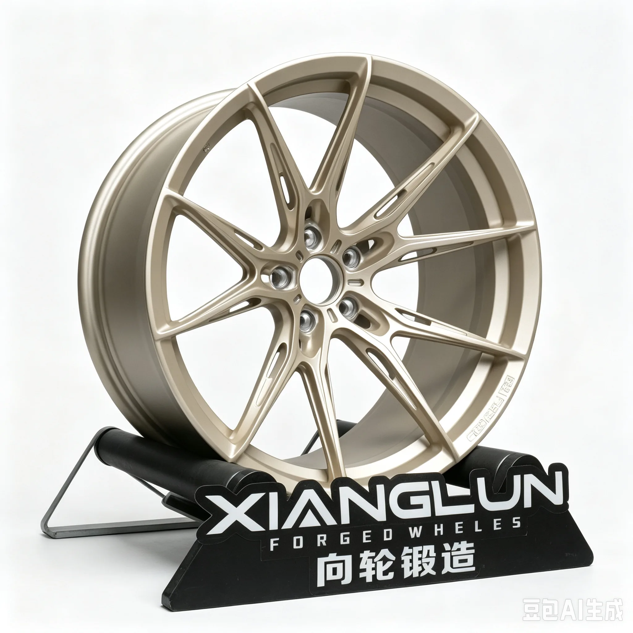 Matte Champagne Deep Concave 1-Piece Custom Forged Wheels, Multi-Spoke Sport Rims for Luxury Sedans & Sports Cars Modification